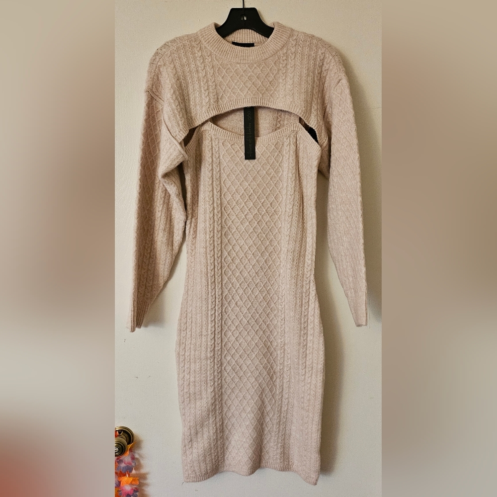 House of Harlow 1960 Cable Knit Dress w Shrug